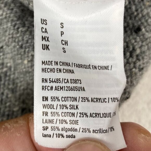 American Eagle Outfitters Men's Sweater S Gray Speckled Crewneck Cotton/Wool Ble - Picture 6 of 12